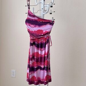 Pink and Purple One-Shoulder Dress